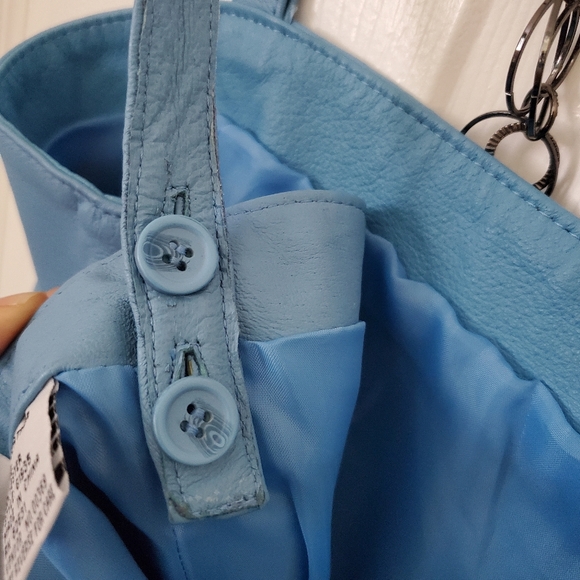 Newport News Blue Leather Mini Dress Women's Size 18 - Picture 7 of 9